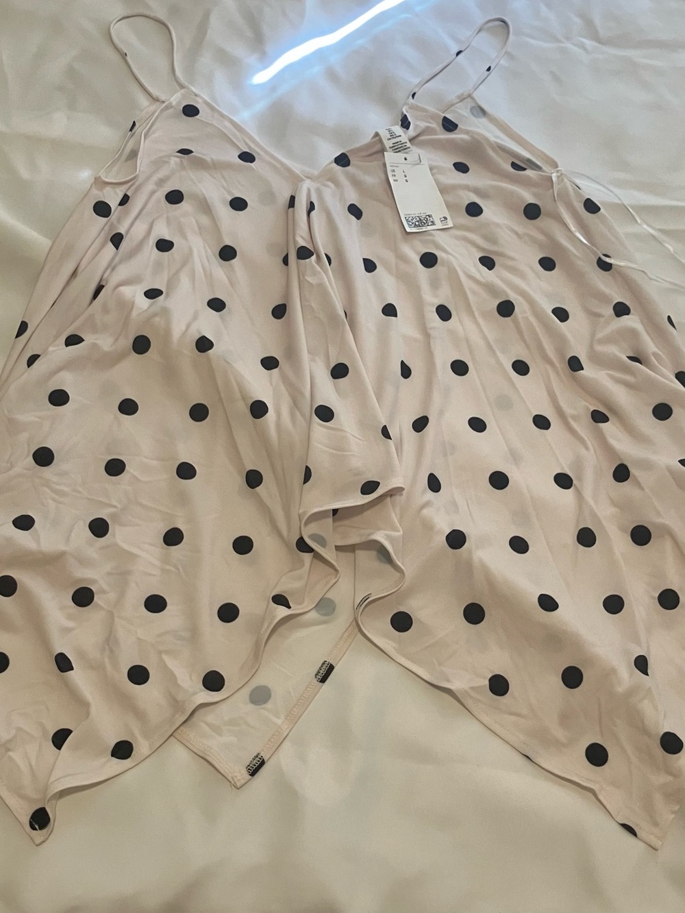 Women’s H&M Polka Dot Satin Cami Tank Top - Blush/Black